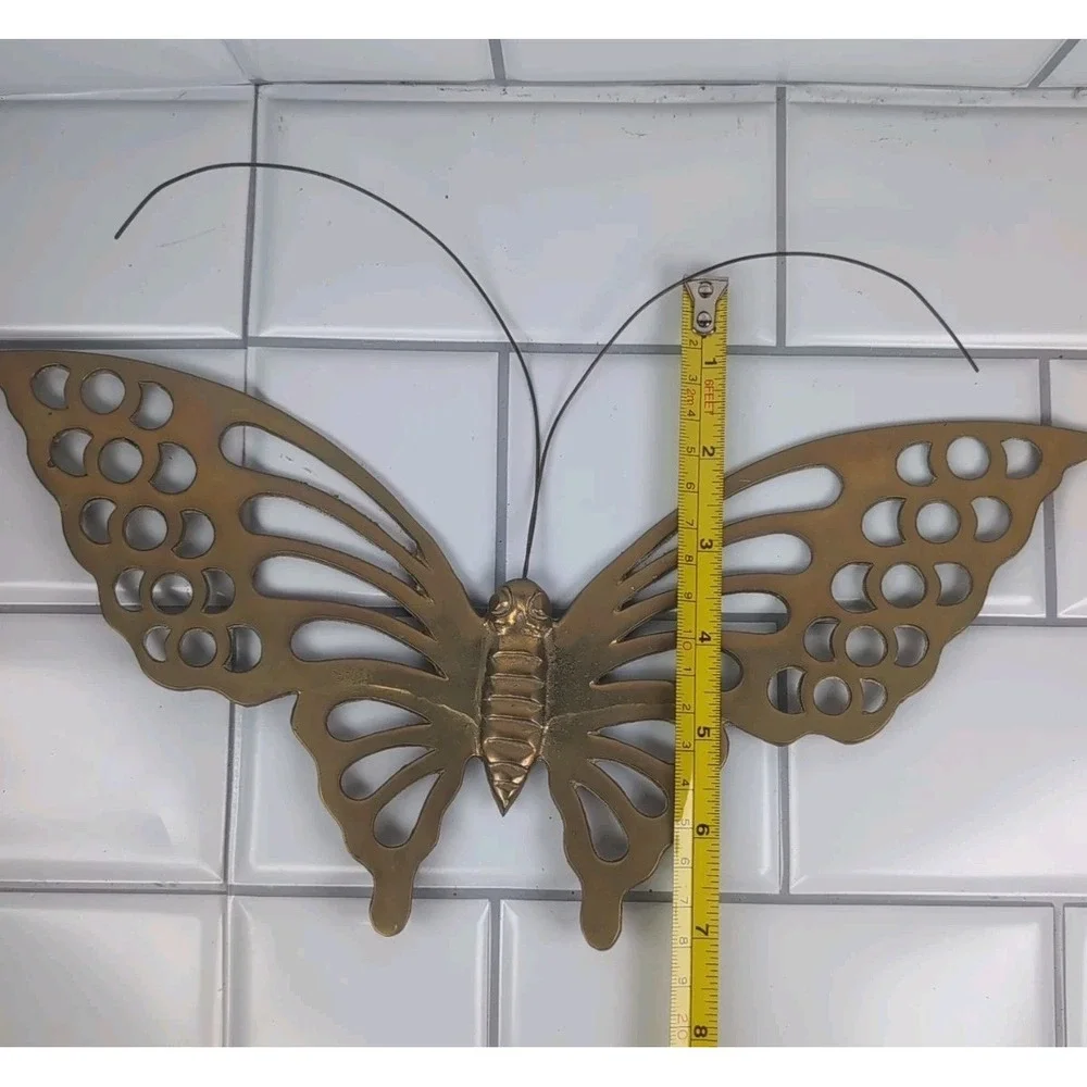 Vintage Brass Butterfly MCM Wall Hanging Mid Century Modern 12.5
